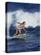 Female Surfer Riding a Wave-null-Premier Image Canvas