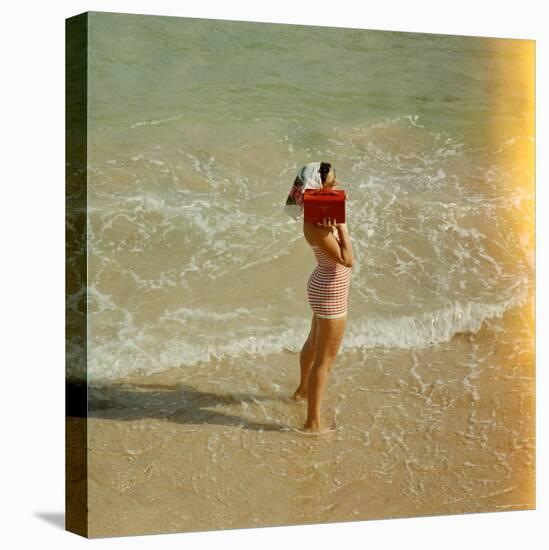 Female Tourist Enjoying Surf on a Florida Beach-Yale Joel-Premier Image Canvas