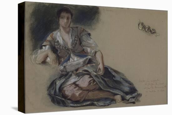 Femme arabe assise à terre et études de boutons;Etude pour" Les Femmes d'Alger"; vers 1833-1834-Eugene Delacroix-Premier Image Canvas