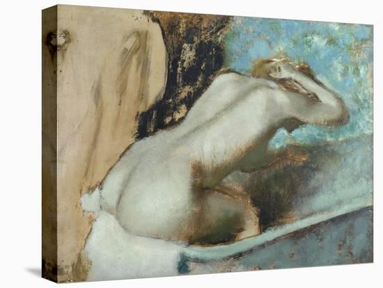 Femme assise sur le rebord d' une baignoire et s'épongeant le cou-Edgar Degas-Premier Image Canvas