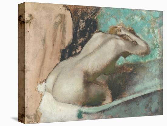 Femme assise sur le rebord d' une baignoire et s'épongeant le cou-Edgar Degas-Premier Image Canvas