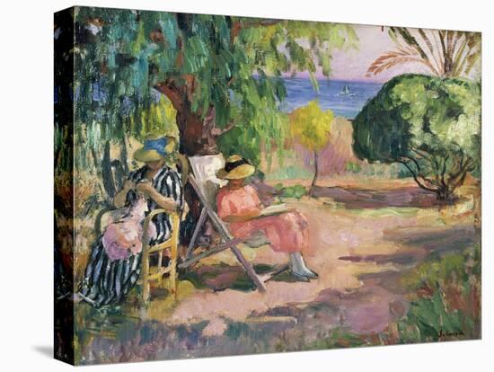 Femme cousant (Woman Sewing)-Henri Lebasque-Premier Image Canvas