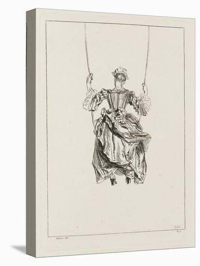 Femme vue de dos sur une balançoire-Jean Antoine Watteau-Premier Image Canvas