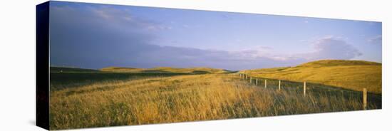 Fence in a Field, Standing Rock Indian Reservation, North Dakota, USA-null-Premier Image Canvas