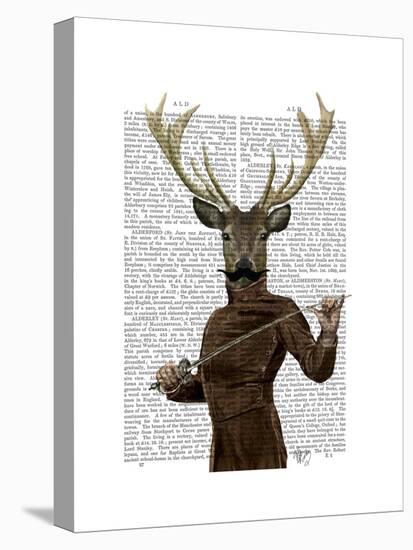 Fencing Deer Portrait-Fab Funky-Stretched Canvas
