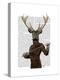 Fencing Deer Portrait-Fab Funky-Stretched Canvas