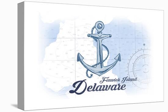 Fenwick Island, Delaware - Anchor - Blue - Coastal Icon-Lantern Press-Stretched Canvas