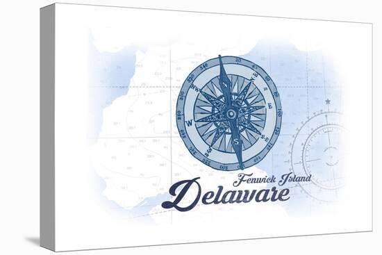 Fenwick Island, Delaware - Compass - Blue - Coastal Icon-Lantern Press-Stretched Canvas