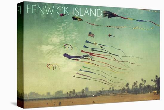 Fenwick Island, Delaware - Kites and Beach-Lantern Press-Stretched Canvas