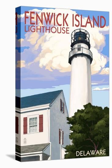 Fenwick Island, Delaware - Lighthouse-Lantern Press-Stretched Canvas