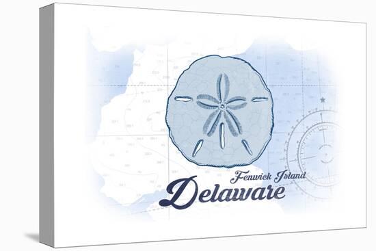 Fenwick Island, Delaware - Sand Dollar - Blue - Coastal Icon-Lantern Press-Stretched Canvas