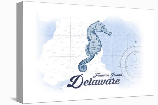 Fenwick Island, Delaware - Seahorse - Blue - Coastal Icon-Lantern Press-Stretched Canvas