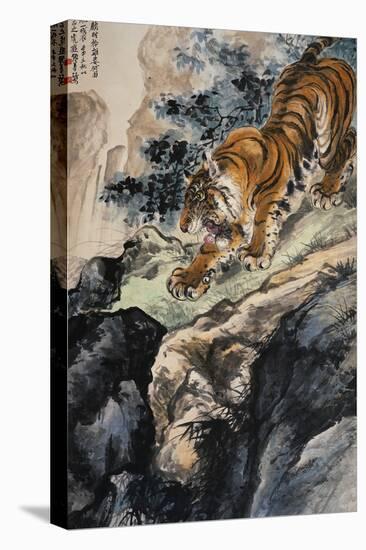 Ferocious Tiger Stalking a Mountain Path-Zhang Shanzi-Premier Image Canvas