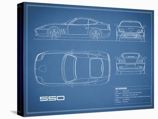 Ferrari 550-Blue-Mark Rogan-Stretched Canvas