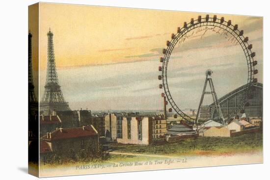 Ferris Wheel and Eiffel Tower-null-Stretched Canvas