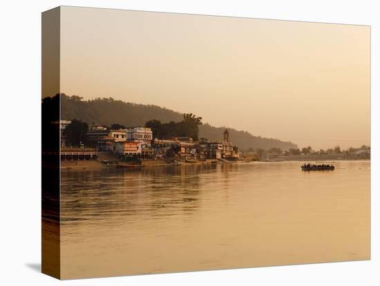 Ferry Crosssing the River Ganges at Sunset, Haridwar, Uttaranchal, India, Asia-Mark Chivers-Premier Image Canvas