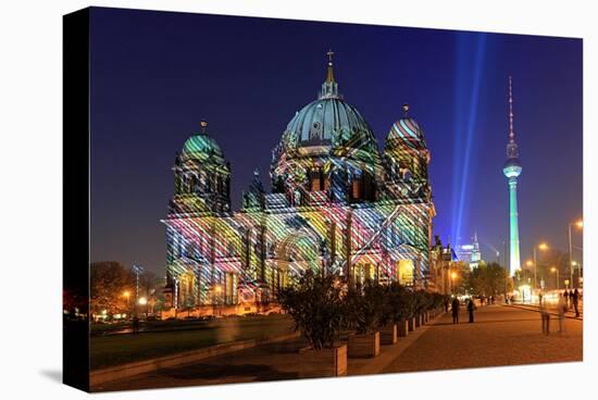 Festival of Lights, Berlin Cathedral at the Pleasure Garden, Lustgarten, Berlin-null-Stretched Canvas