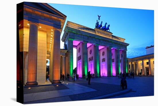 Festival of Lights, Brandenburg Gate at Pariser Platz, Berlin, Germany-null-Stretched Canvas