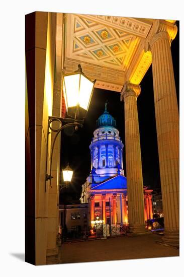 Festival of Lights, Entrance of the Berlin Theatre and French Cathedral at Gendarmenmarkt, Berlin-null-Stretched Canvas