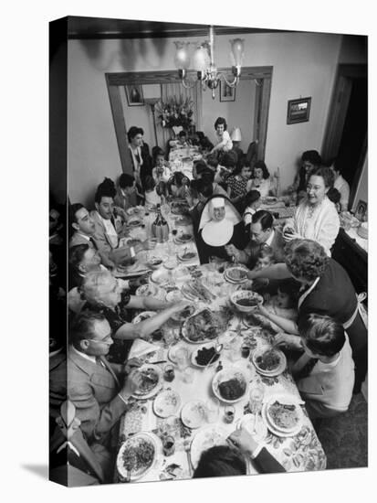 Festive Spread Through Dining Room at La Falce Family Reunion-Ralph Morse-Premier Image Canvas