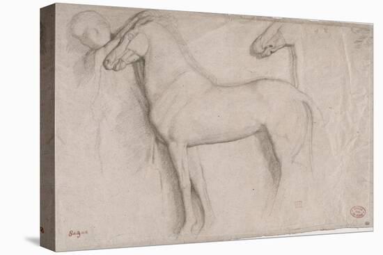 Feuille d'études : chevaux et croquis d'une tête d'adolescent-Edgar Degas-Premier Image Canvas