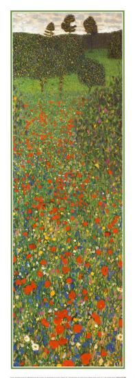 Field of Poppies-Gustav Klimt-Stretched Canvas