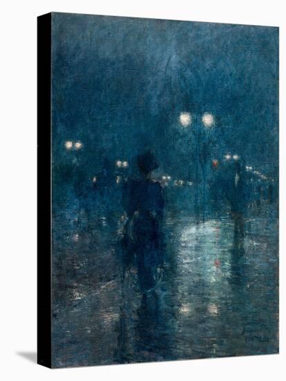 Fifth Avenue Nocturne, 1895, by Childe Hassam, 1859-1935, American impressionist painting,-Childe Hassam-Stretched Canvas