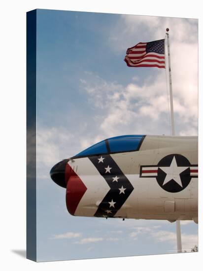 Fighter Jet and Flag along US Highway 50, Fallon, Nevada, USA-Scott T. Smith-Premier Image Canvas
