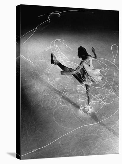 Figure Skater Carol Lynne with Flashlights Embedded in Her Skates-Gjon Mili-Premier Image Canvas