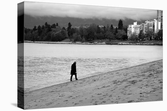 Figure Walking Alone Along Beach in Winter-Sharon Wish-Premier Image Canvas