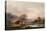 Figures Guiding a Sampan Round a Bend in a River, Past a Village-George Chinnery-Premier Image Canvas