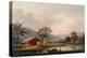 Figures Guiding a Sampan Round a Bend in a River, Past a Village-George Chinnery-Premier Image Canvas