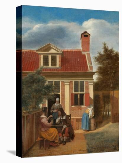 Figures in a Courtyard behind a House, c. 1663-5-Pieter de Hooch-Premier Image Canvas