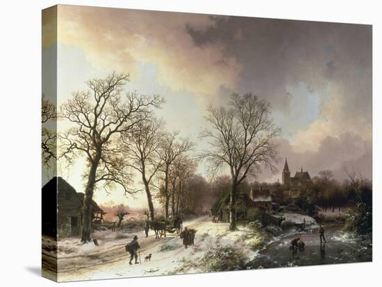 Figures in a Winter Landscape, 1842-Barend Cornelis Koekkoek-Premier Image Canvas