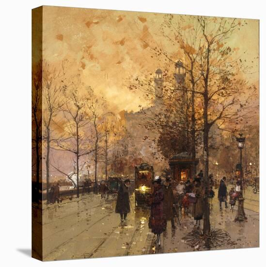 Figures on a Parisian Street at Dusk-Eugene Galien-Laloue-Premier Image Canvas