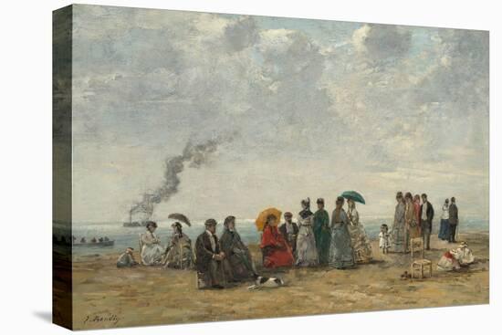 Figures on the Beach, C. 1867-70 (Oil on Canvas)-Eugene Louis Boudin-Premier Image Canvas