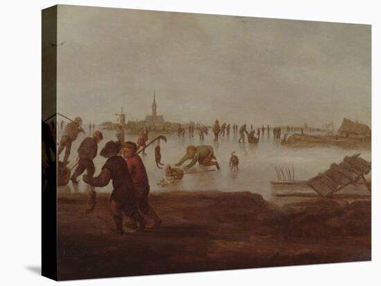 Figures Skating on Frozen Waterway, 17Th Century-Hendrik Avercamp-Premier Image Canvas