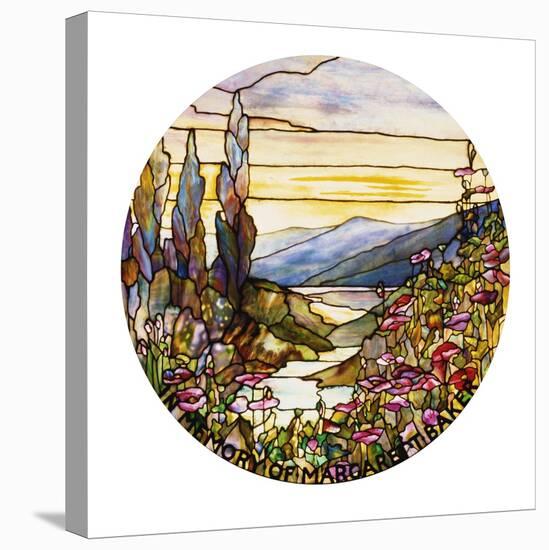 Fine Leaded Glass Window Enamelled Sunset with Mountains, circa 1900-Tiffany Studios-Premier Image Canvas