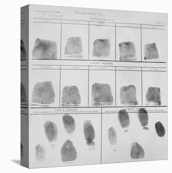 Fingerprint Record Sheet from the Navy Department in 1912-null-Stretched Canvas