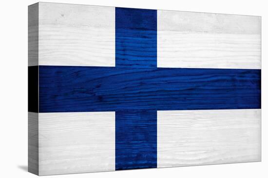 Finland Flag Design with Wood Patterning - Flags of the World Series-Philippe Hugonnard-Stretched Canvas