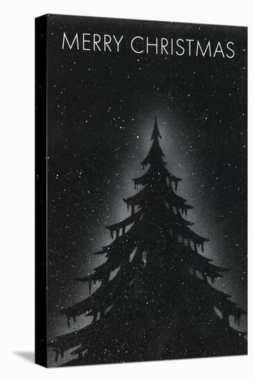 Fir Tree on Starry Night-null-Stretched Canvas