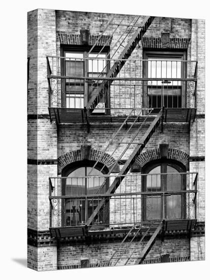 Fire Escape, Stairway on Manhattan Building, New York, United States, Black and White Photography-Philippe Hugonnard-Premier Image Canvas