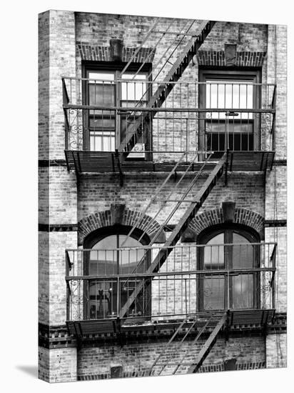 Fire Escape, Stairway on Manhattan Building, New York, United States, Black and White Photography-Philippe Hugonnard-Premier Image Canvas