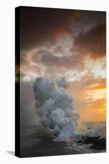 Fire Fury & Smoke on the Water Hawaii Big Island Volcano Sunset-Vincent James-Premier Image Canvas