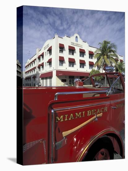 Fire Truck on Ocean Drive, South Beach, Miami, Florida, USA-Robin Hill-Premier Image Canvas