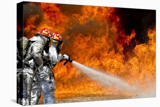 Firefighters Combat a Jp-8 Jet Fuel Fire-null-Premier Image Canvas