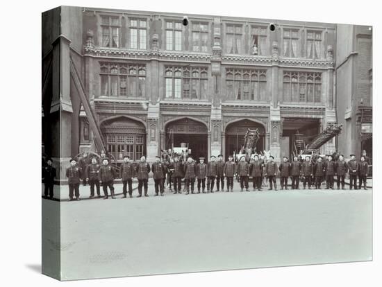 Firemen Lined Up Outside Bishopsgate Fire Station, Bishopsgate, City of London, 1908-null-Premier Image Canvas