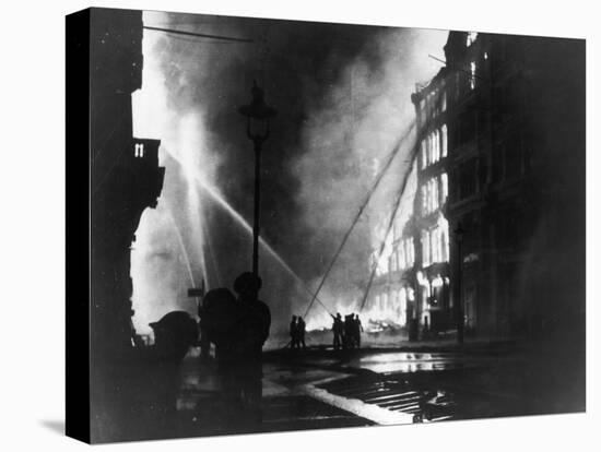 Firemen Using Hoses on the Inferno at Eastcheap London Ec at the Height of the Blitz-null-Premier Image Canvas