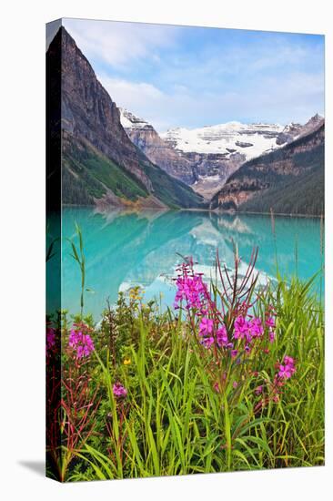 Fireweed at Lakeside, Lake Louise, Canada-George Oze-Premier Image Canvas