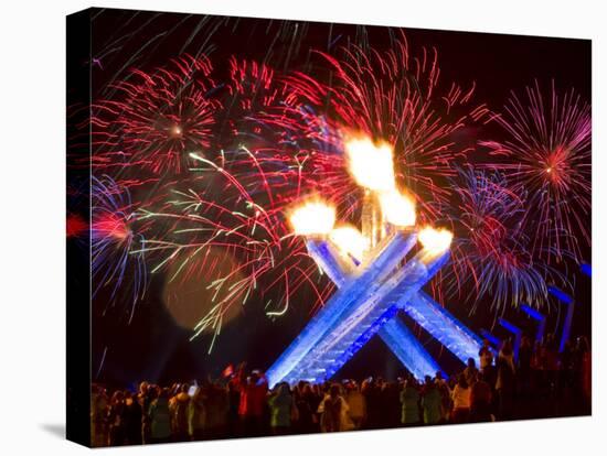 Fireworks after Gretzky Lit the Olympic Cauldron at the Opening Ceremonies of the 2010 Winter Games-null-Premier Image Canvas